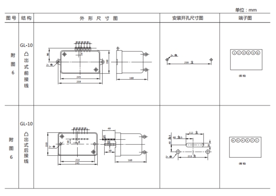 GL-17過流繼電器外形結(jié)構(gòu)及安裝尺寸圖片