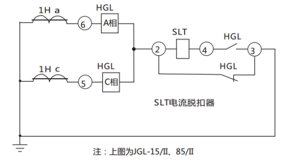 JGL-11/Ⅱ二相靜態(tài)反時(shí)限過(guò)流繼電器典型應(yīng)用接線圖