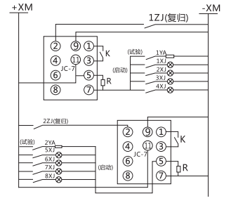 JC-7/11沖擊繼電器電器典型接線圖