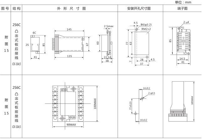 RXMS1型快速跳閘繼電器外形及安裝尺寸圖片