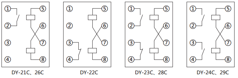 DY-21C、D電壓繼電器內(nèi)部接線圖