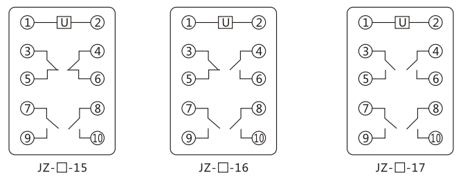 JZY（J)-214X靜態(tài)中間繼電器內(nèi)部接線圖及外引接線圖