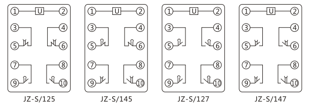 JZ-S/428靜態(tài)可調延時中間繼電器內部接線圖及外引接線圖