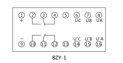 BZY-1正序電壓繼電器內(nèi)部接線(xiàn)及外引接線(xiàn)圖